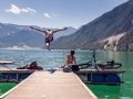 Ein Sprung In Den Achensee Jumping Into Lake Achensee